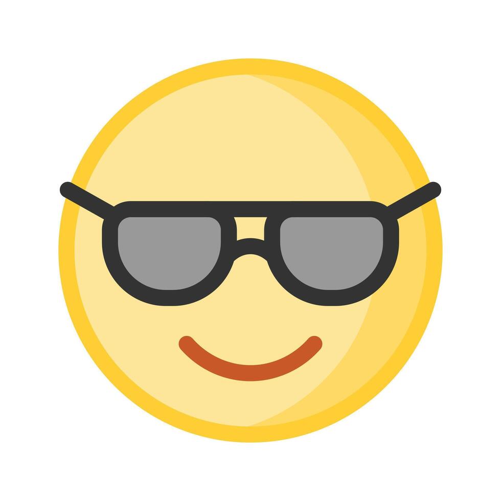 Glasses on emoji face showing concept icon of cool emoji, proud emoji vector