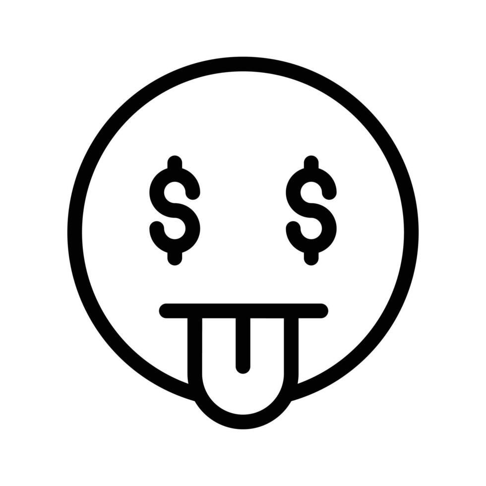 Rich emoji design, greedy expressions, dollar sign on tongue vector