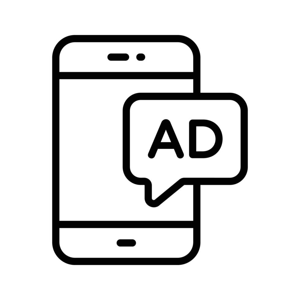 Premium of mobile advertisement, mobile ads ico vector