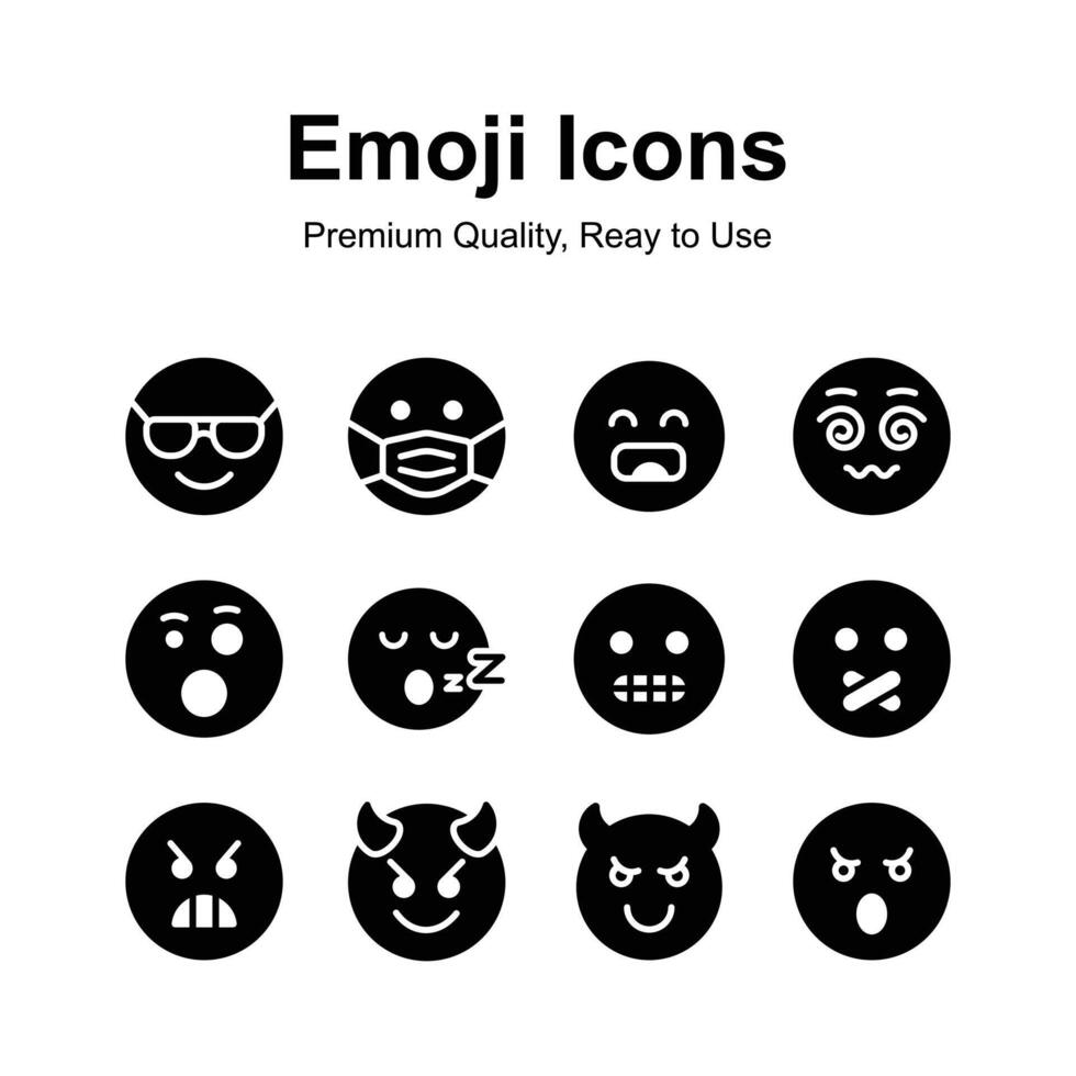Emoticon icons, cute expressions, set of premium emoji icons vector