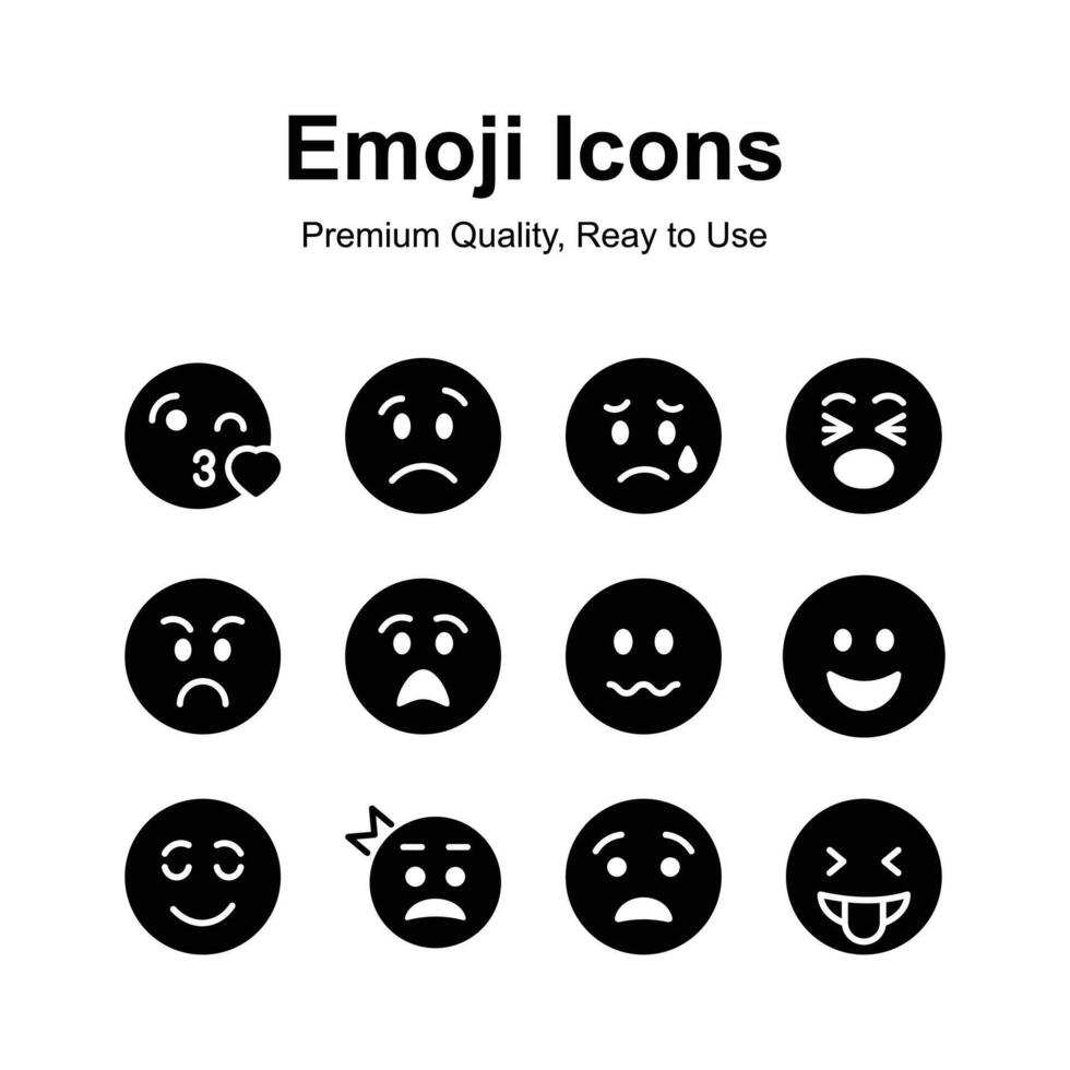 Cute emoji icons, emoticon vectors, isolated on white background vector