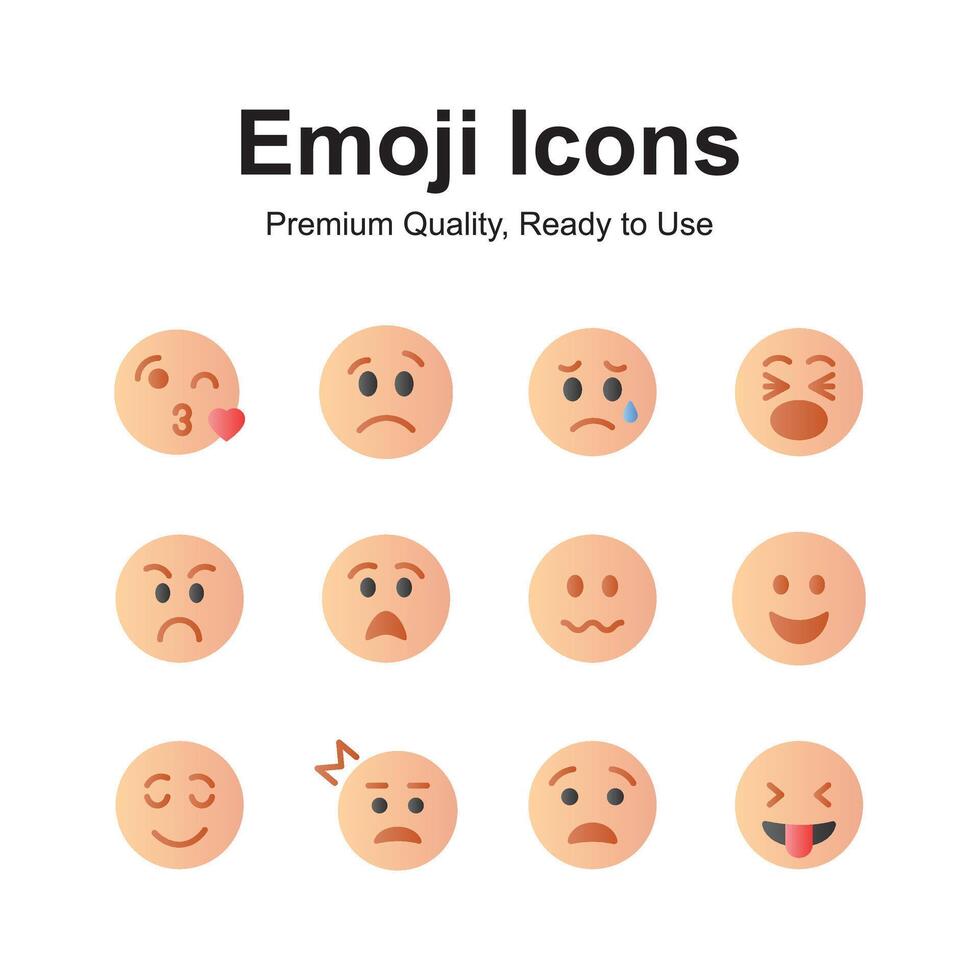 Cute emoji icons, emoticon vectors, isolated on white background vector