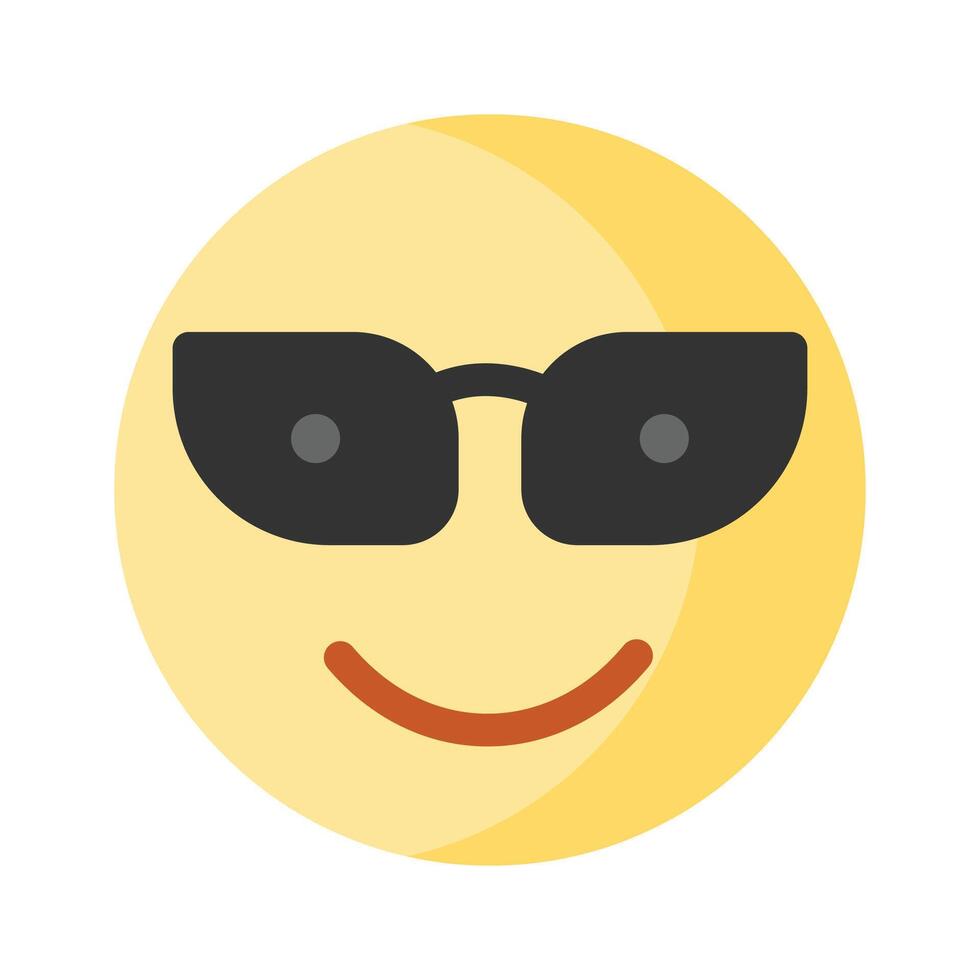 Glasses on emoji face showing concept icon of cool emoji, proud emoji vector