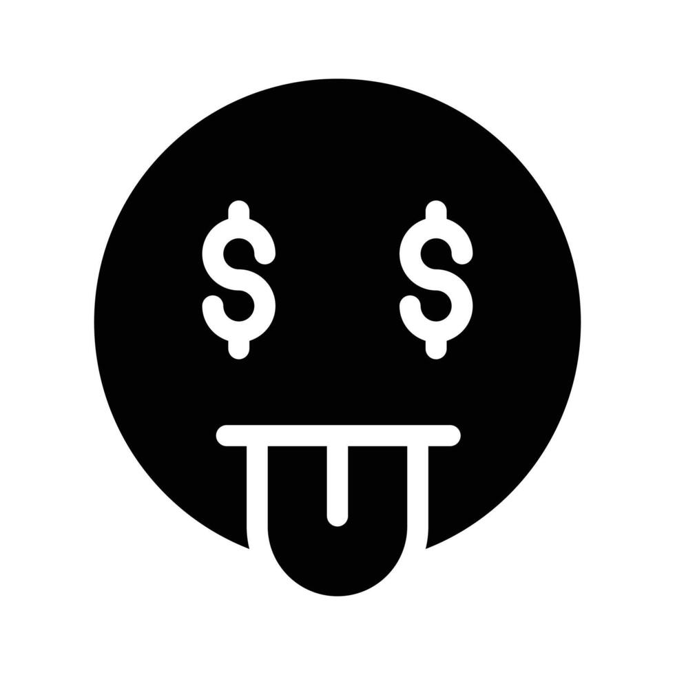 Rich emoji design, greedy expressions, dollar sign on tongue vector