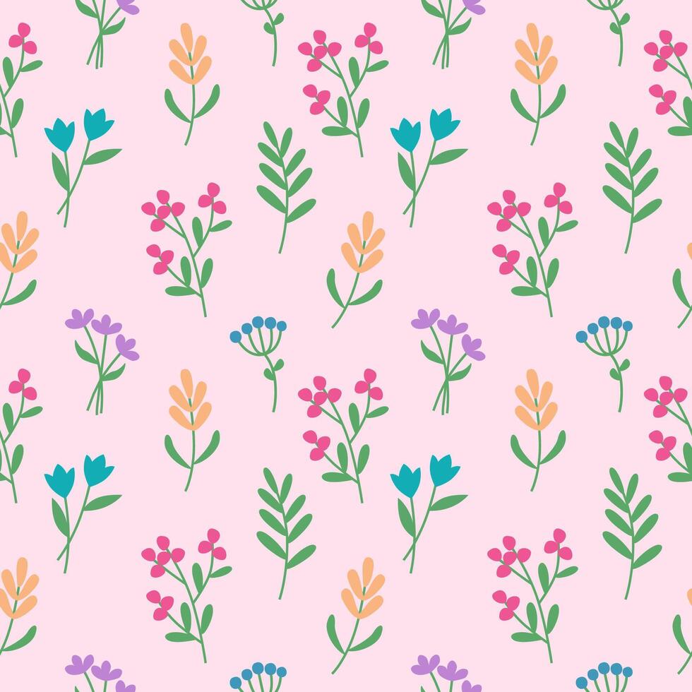 Seamless pattern with Decorative flowers in pink vector