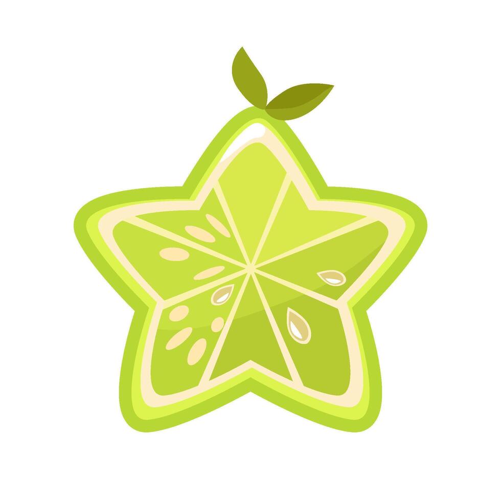 Cute Green lime Slices. Star-shaped half a Lime vector