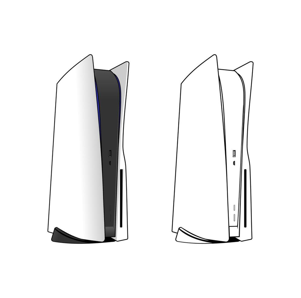 Playstation 5 Game Console Design Illustration vector