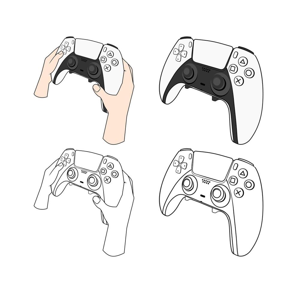 Hand Holding Play Station 5 Controller Game Console Design Illustration vector