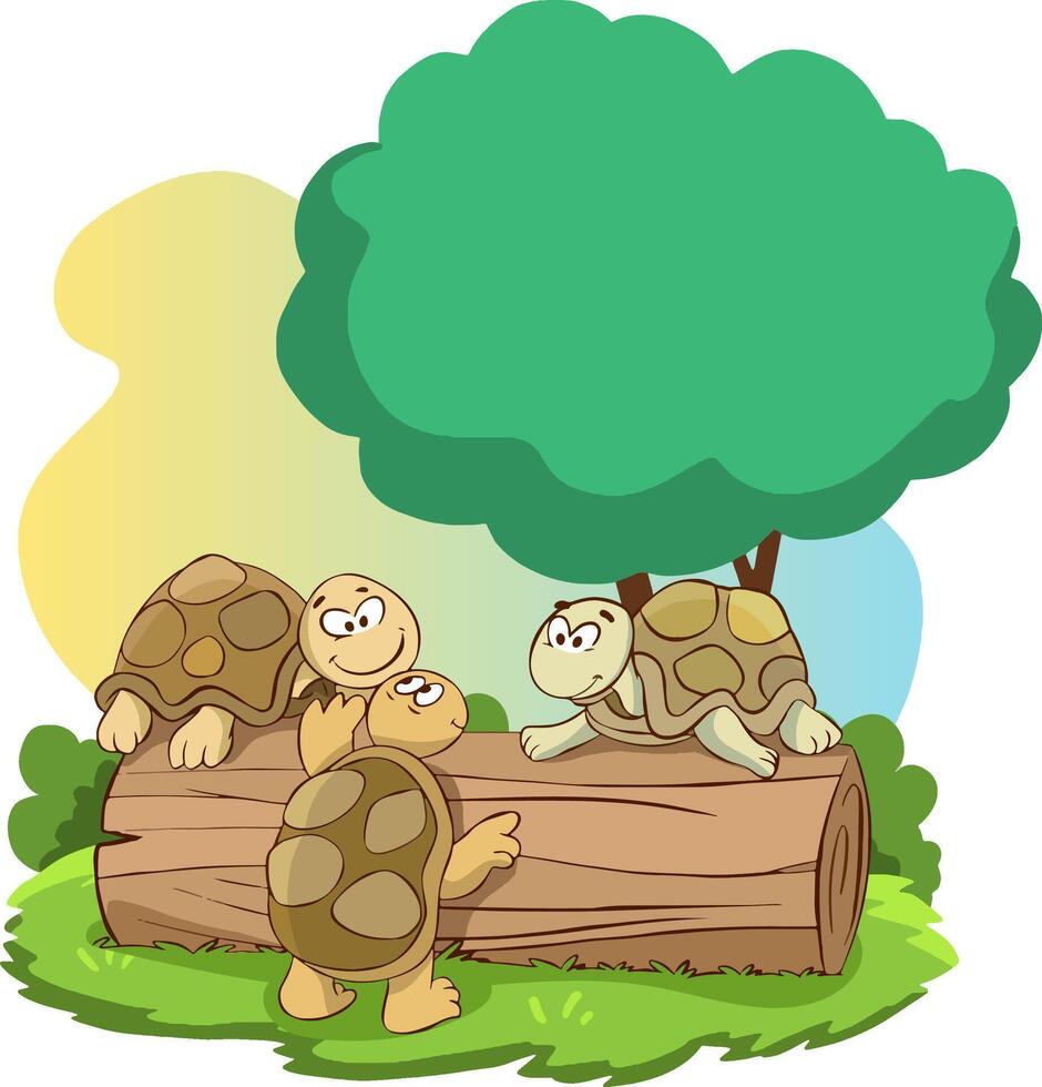 illustration of turtle family vector
