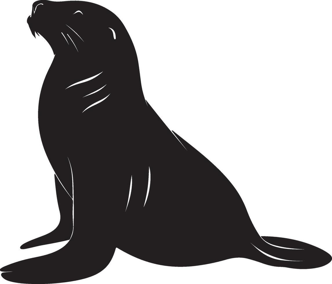 Sea Lion Silhouette Illustration White Background vector