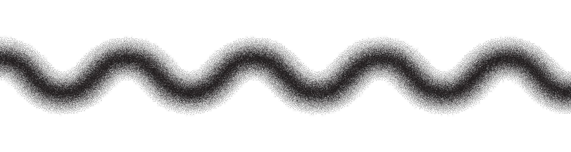 Noise zigzag line. Grain curvy wave stripe of dots. Stipple gradient pattern ripple. vector