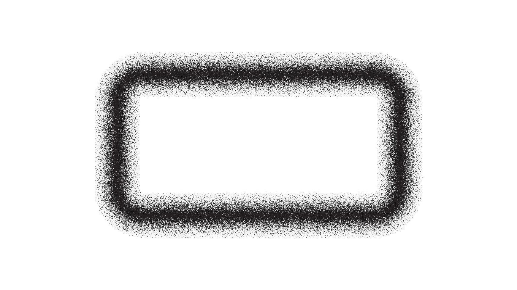 Noise rectangle frame. Gradient grain pattern border. Dot texture template for banner. Isolated shape on white background. vector