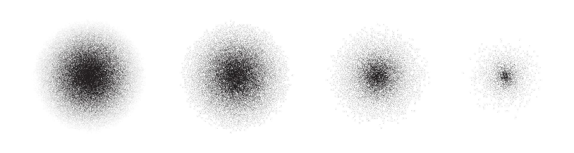 Grain spray gradient. Round noise effect. Dot pattern dissolves. Stipple texture. vector