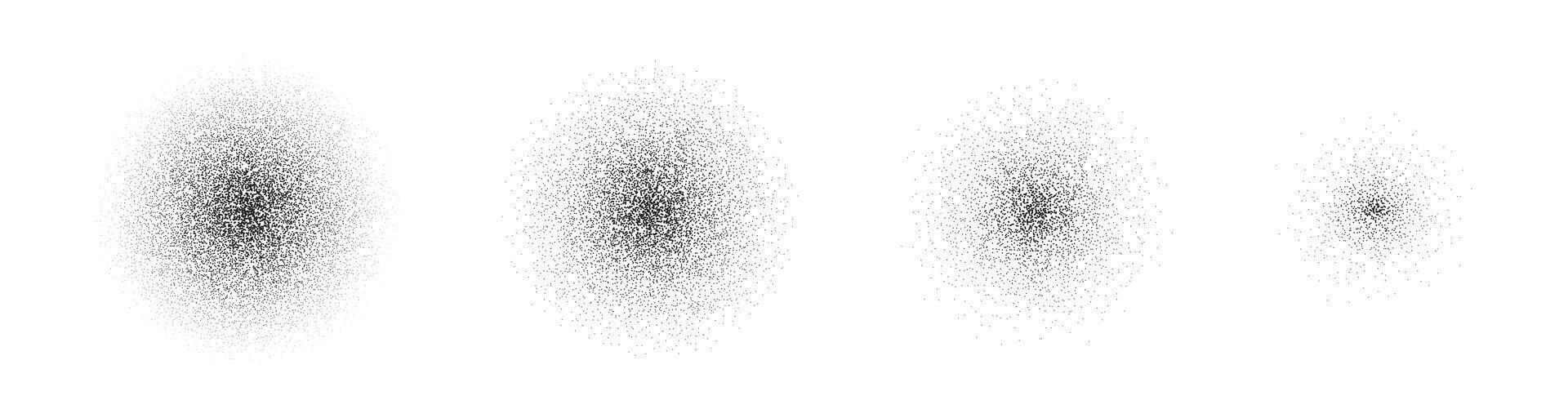 Grain spray gradient. Round noise effect. Dot pattern dissolves. Stipple texture. vector