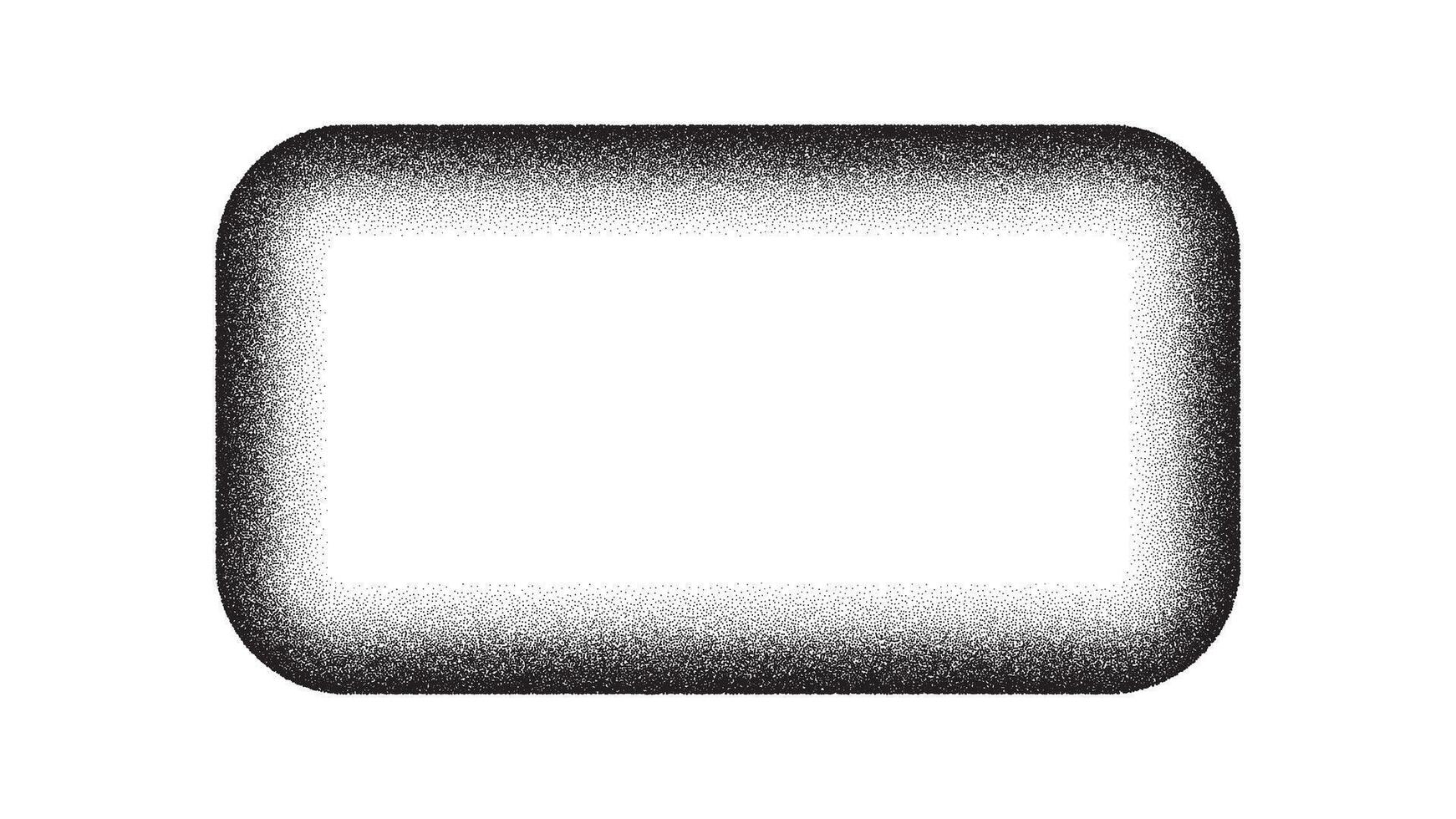 Grain rectangle frame. Noise dot pattern boundary. Grunge geometric texture. Isolated template for banner. vector