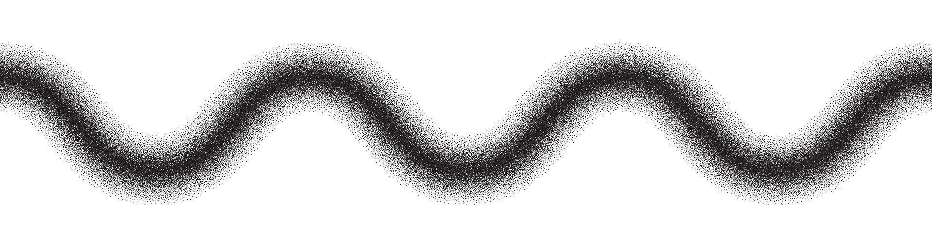 Grain gradient wave stripe. Noise curvy line of dots. Stipple pattern wiggly amplitude. vector