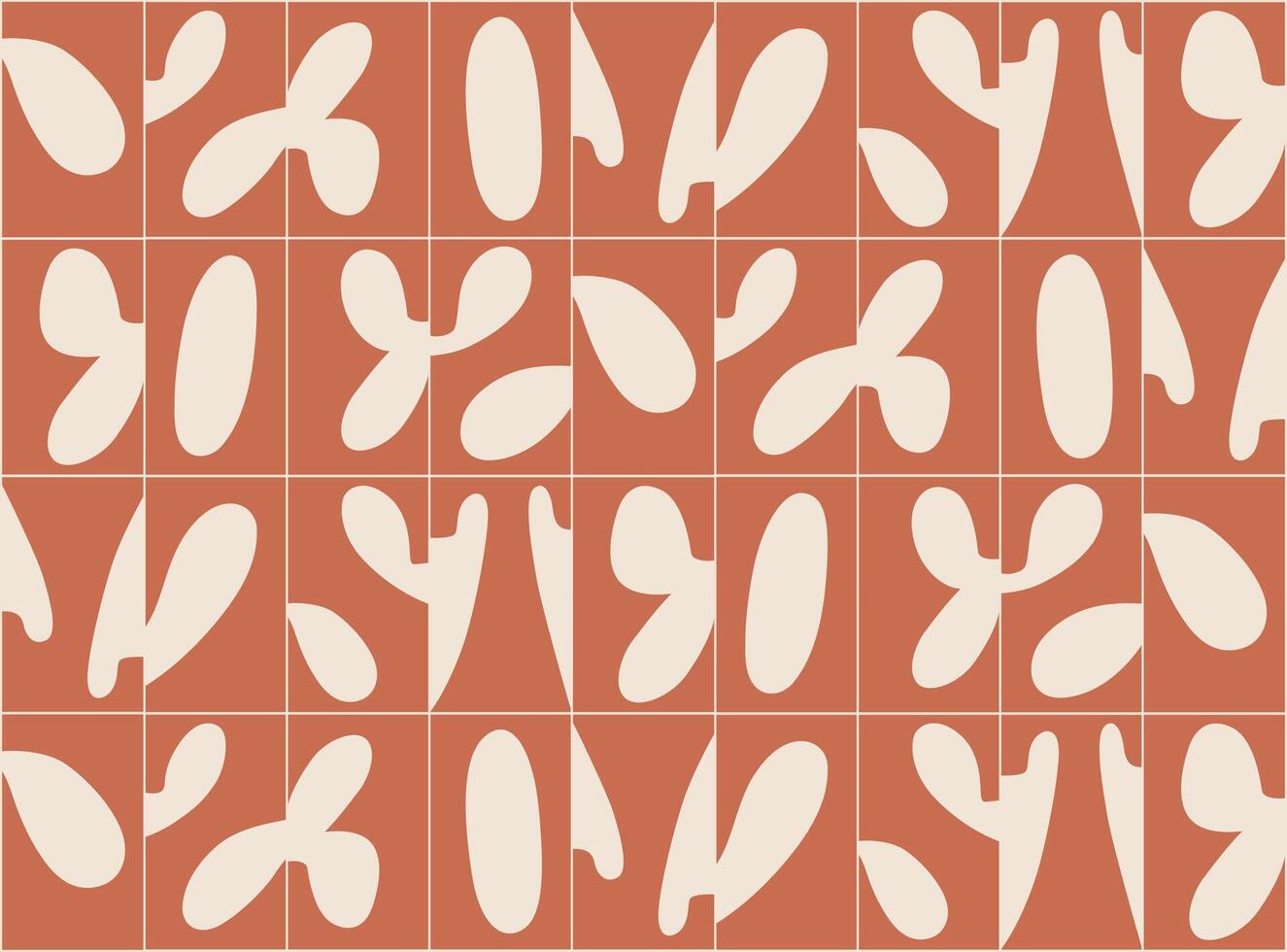 Linear seamless smooth abstract pattern drawing with beige color on coral background vector