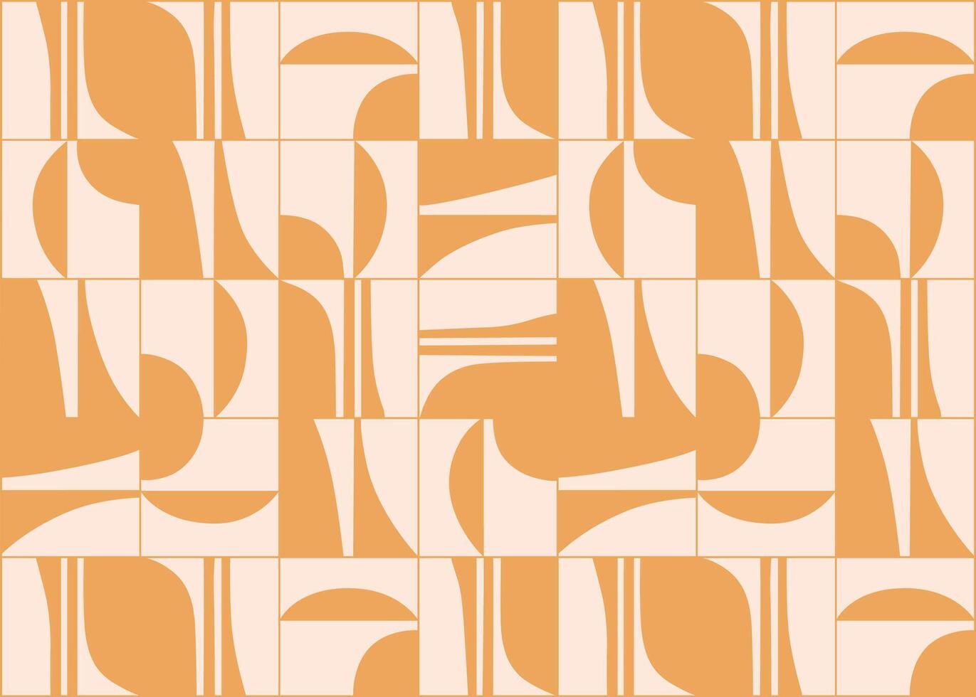 Linear seamless smooth and square abstract pattern drawing with yellow color on beige background vector