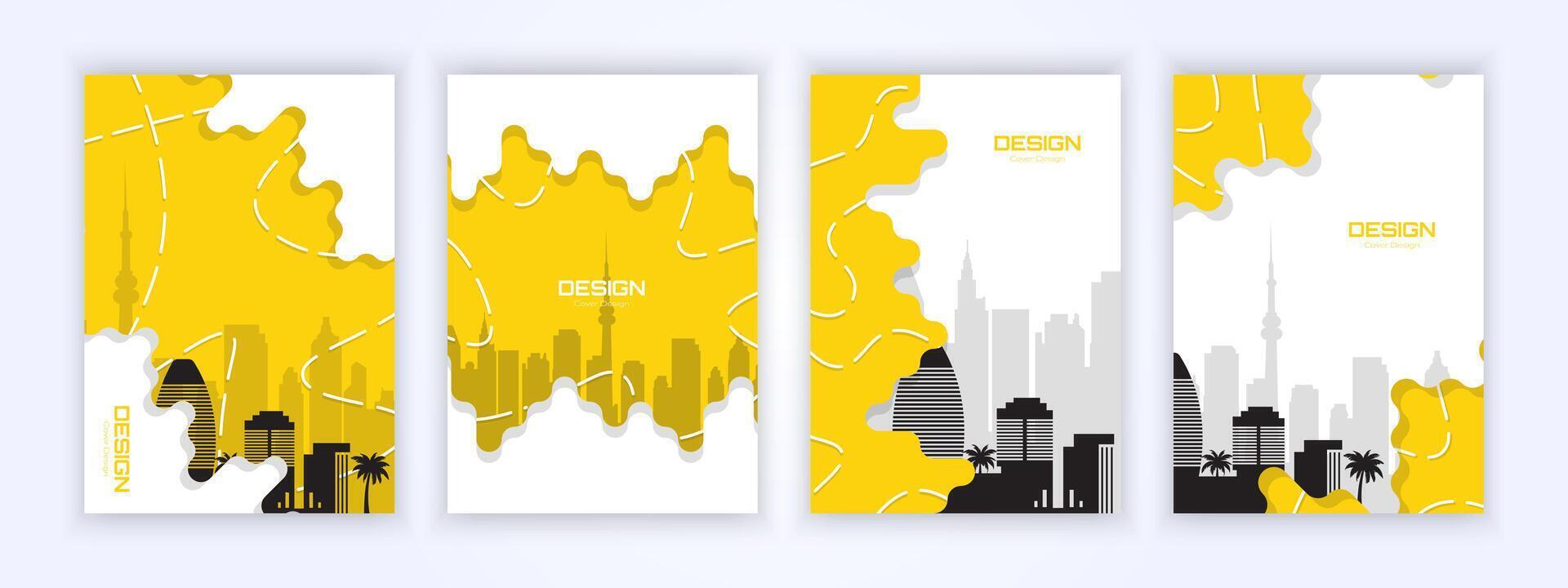 Urban City cover design, urban poster, fluid line art, simple illustration vector