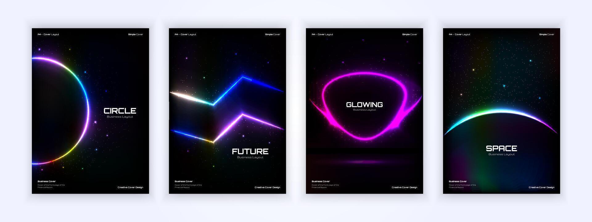 business cover, outer space universe design background, glowing colorful neon line design vector