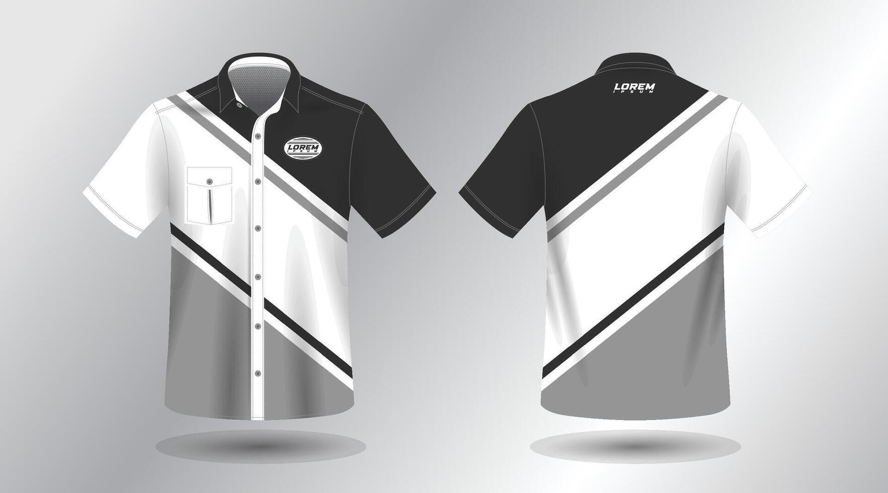 modern short sleeve work shirt with pocket template design. Front and Back View, File. vector