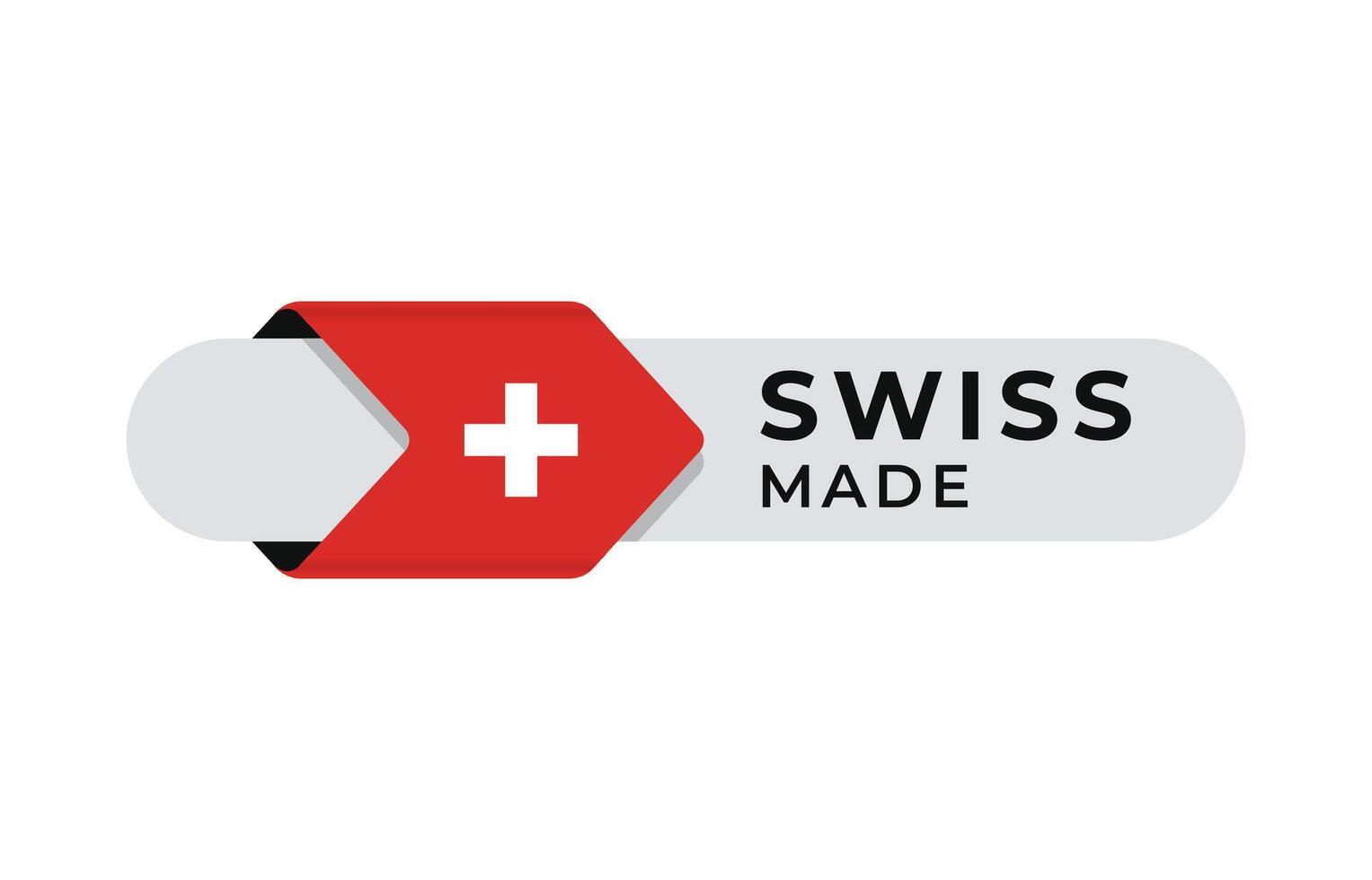 suizo hecho con engranaje y bandera diseño. hecho en Suiza para bandera, estampilla, pegatina, icono, logo, símbolo, etiqueta, insignia, sello, signo. ilustración vector