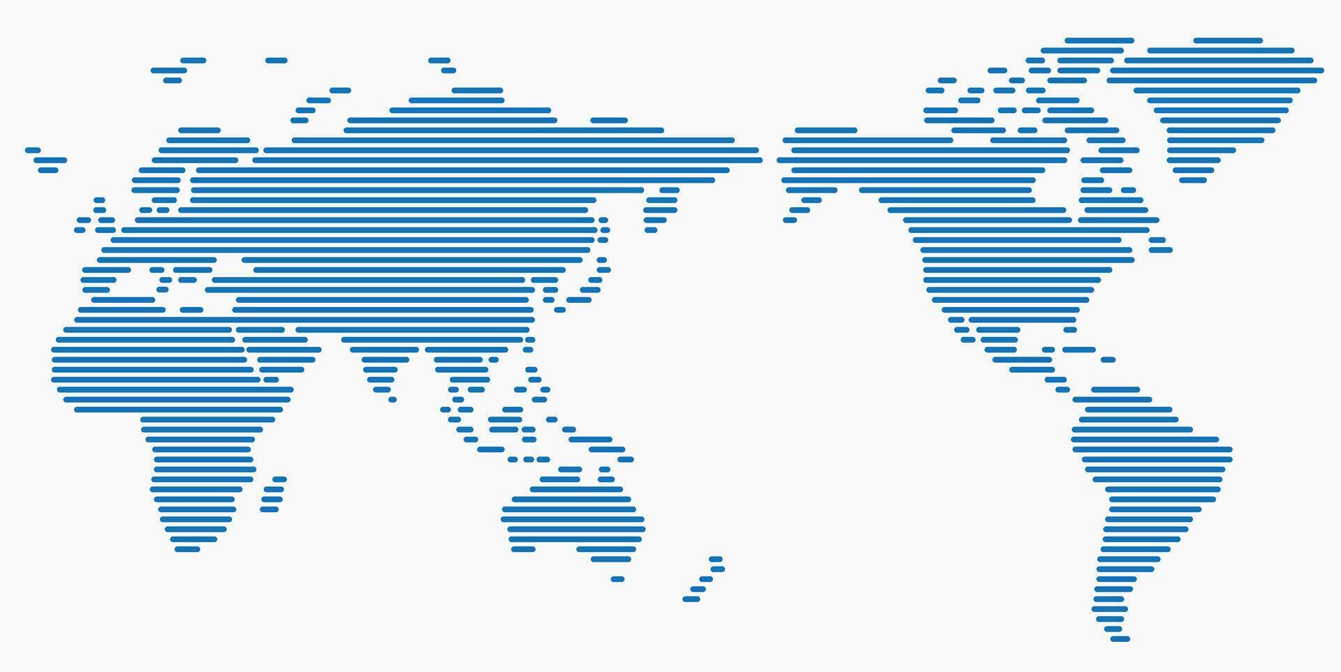 Horizon strip line world map on white background. vector