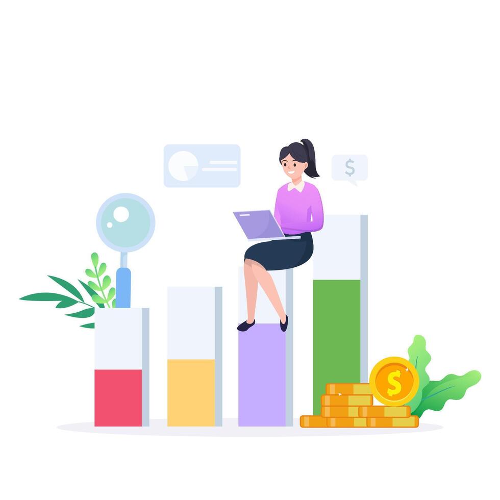 Data analysis for business finance investment concept vector
