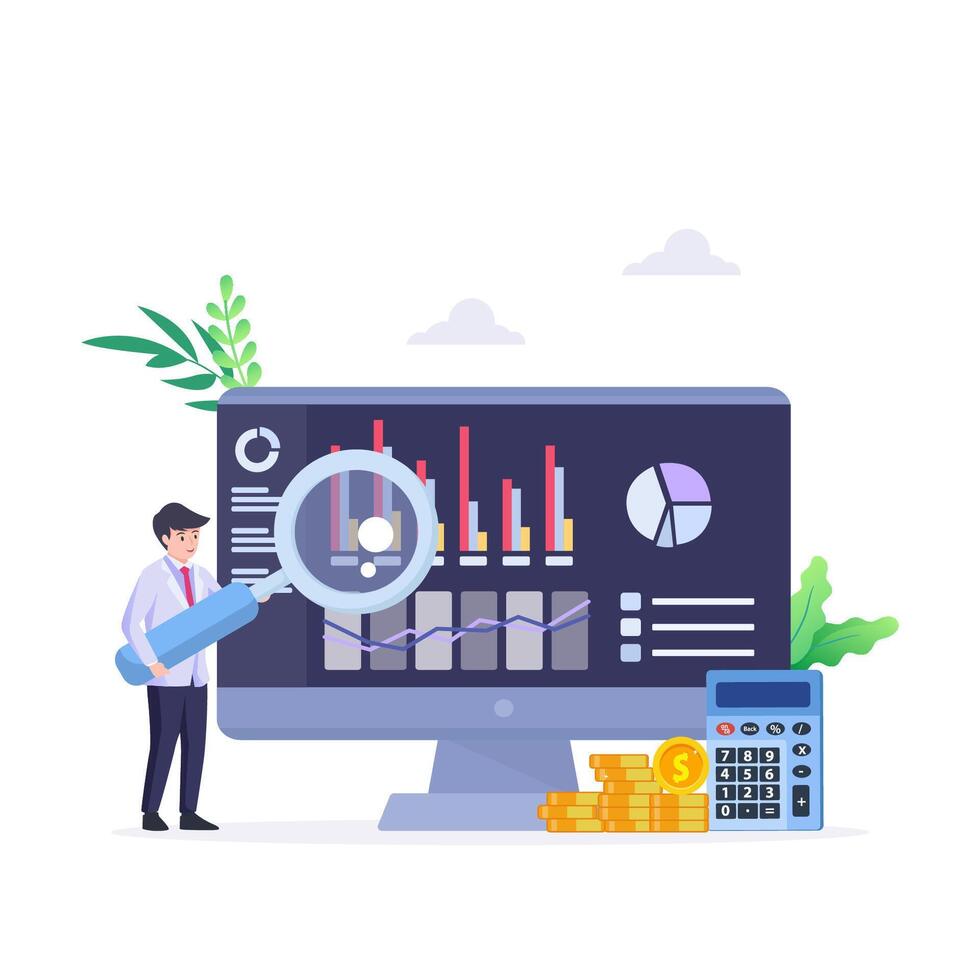Data analysis for business finance investment concept vector