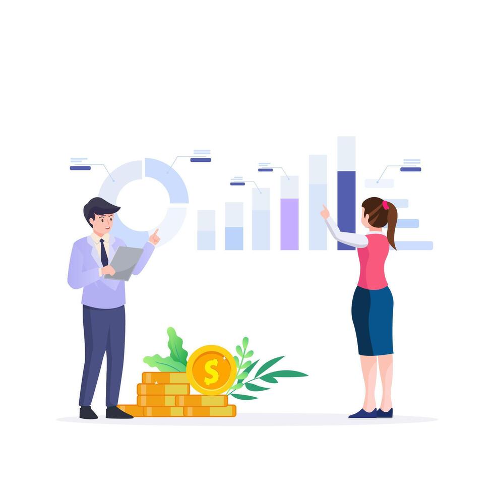 Data analysis for business finance investment concept vector