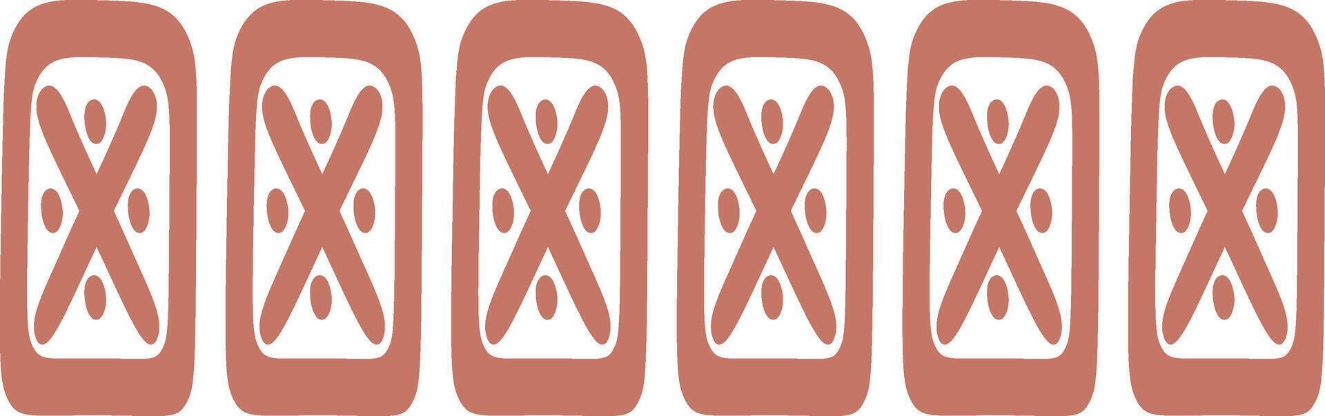 Ethnic Style Borders with Tribal Abstract Pattern. Hand Drawn Design Style. Isolated on White Background. vector
