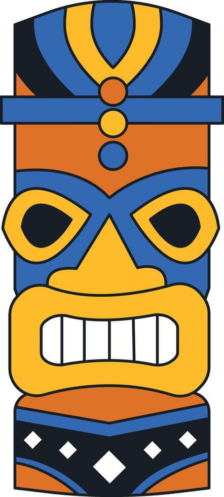 Ethnic Tiki God Mask Cartoon. Illustration Design in Flat Style vector