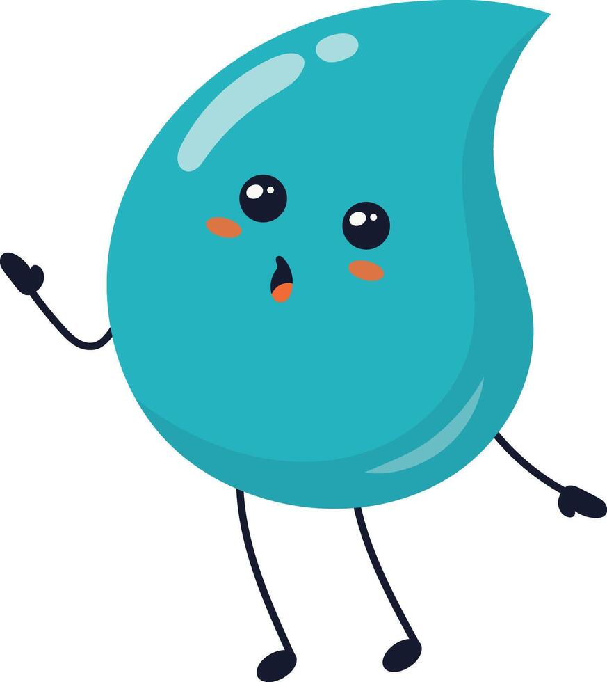 Cute Cartoon Water Drop Character. Illustration on White Background vector