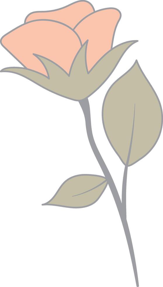 Floral Botanical Branch in Flat Cartoon Design. Vintage Flower. Isolatd Illustration. vector