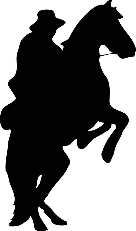 Cowboy and Horse Silhouette. Illustration with Flat Design vector