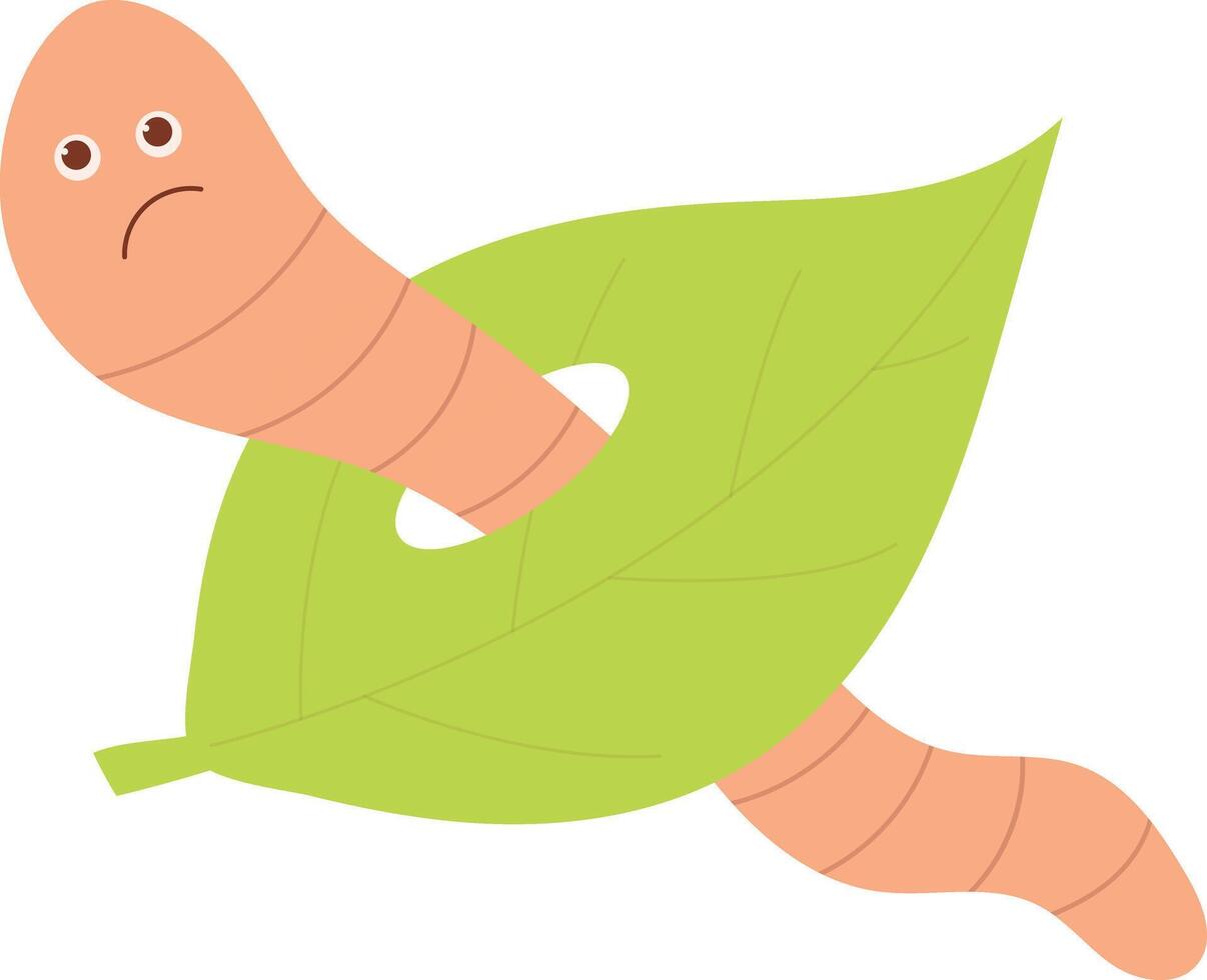 Earthworm Cartoon Character with Flat Design. Isolated Illustration on White Background. vector