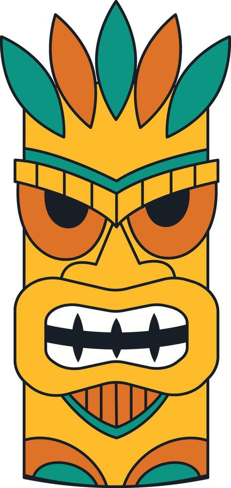 Ethnic Tiki God Mask Cartoon. Illustration Design in Flat Style vector