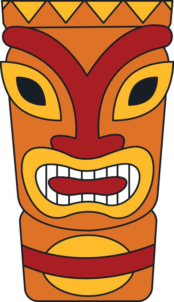 Ethnic Tiki God Mask Cartoon. Illustration Design in Flat Style vector