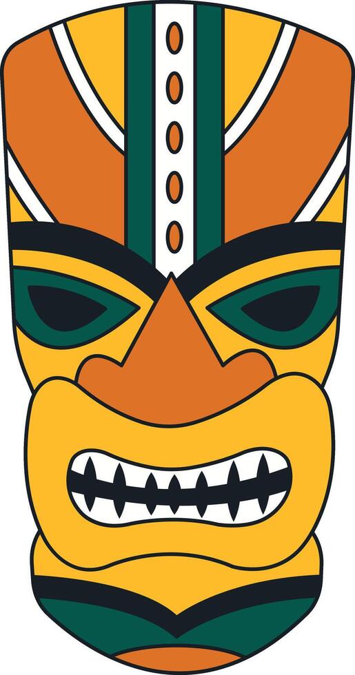 Ethnic Tiki God Mask Cartoon. Illustration Design in Flat Style vector