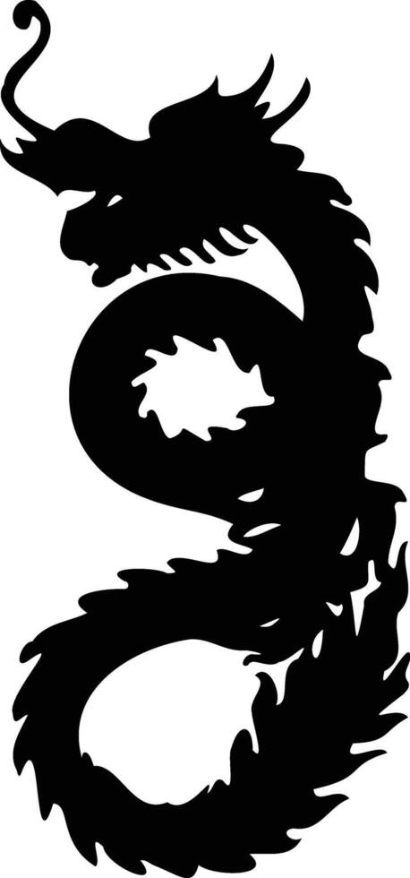 Chinese Dragon Silhouette on White Background. Black Dragon Silhouette vector