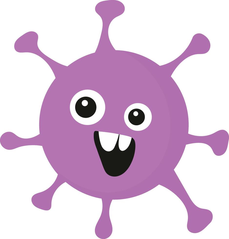 Cute Cartoon Bacteria and Virus Character. Isolated Illustration on White Background vector