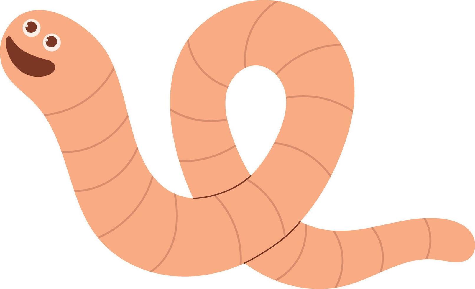 Earthworm Cartoon Character with Flat Design. Isolated Illustration on White Background. vector