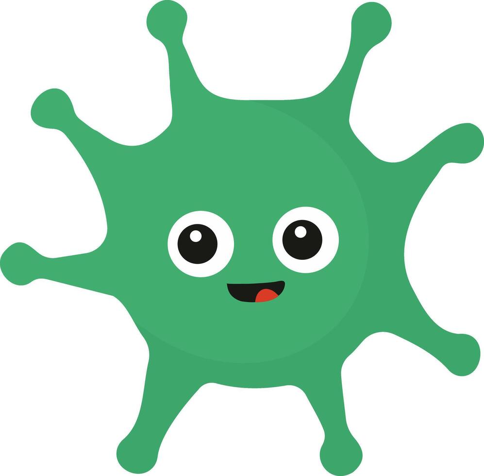 Cute Cartoon Bacteria and Virus Character. Isolated Illustration on White Background vector