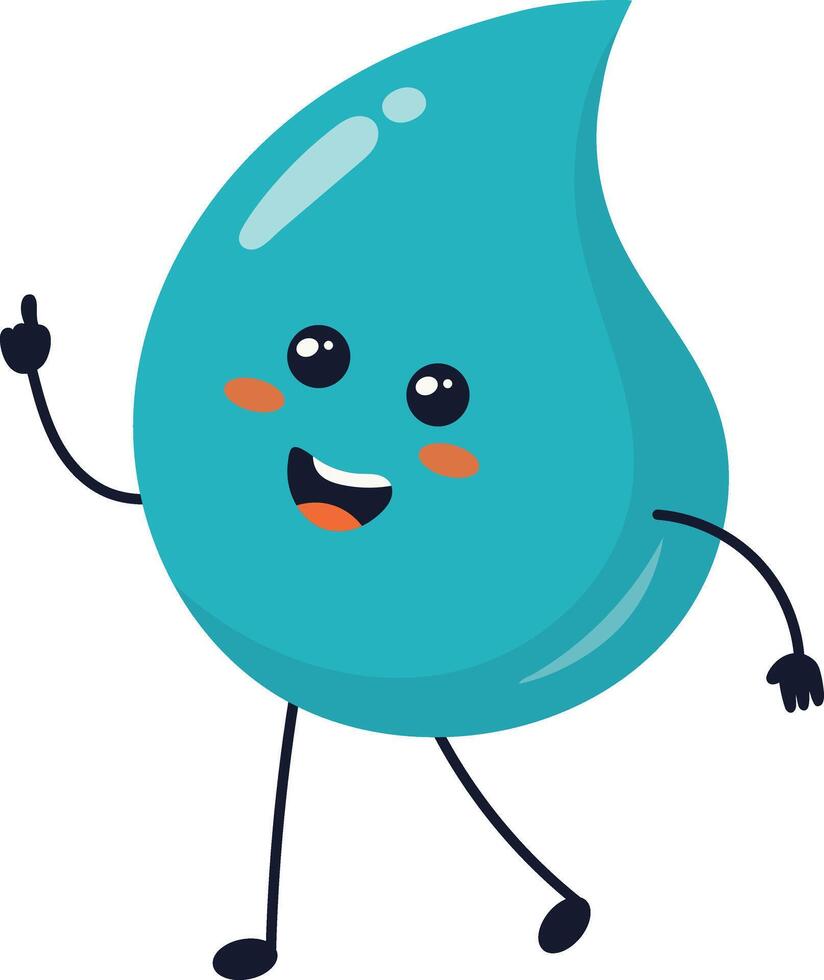 Cute Cartoon Water Drop Character. Illustration on White Background vector