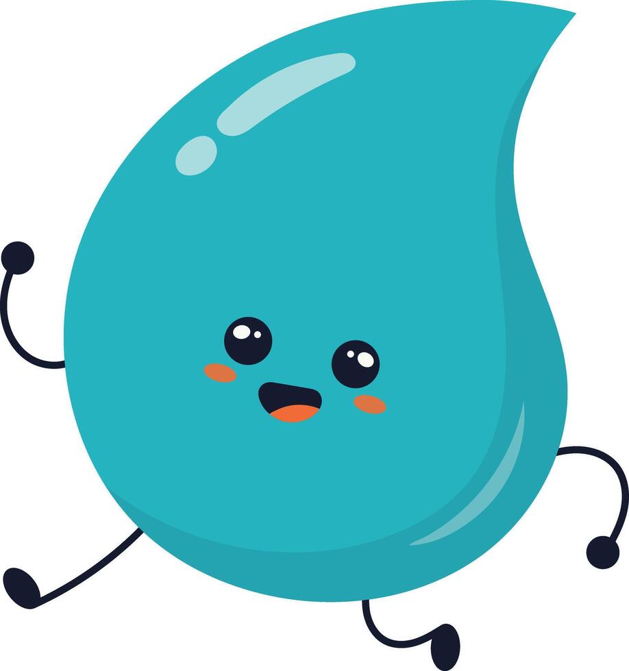 Cute Cartoon Water Drop Character. Illustration on White Background vector
