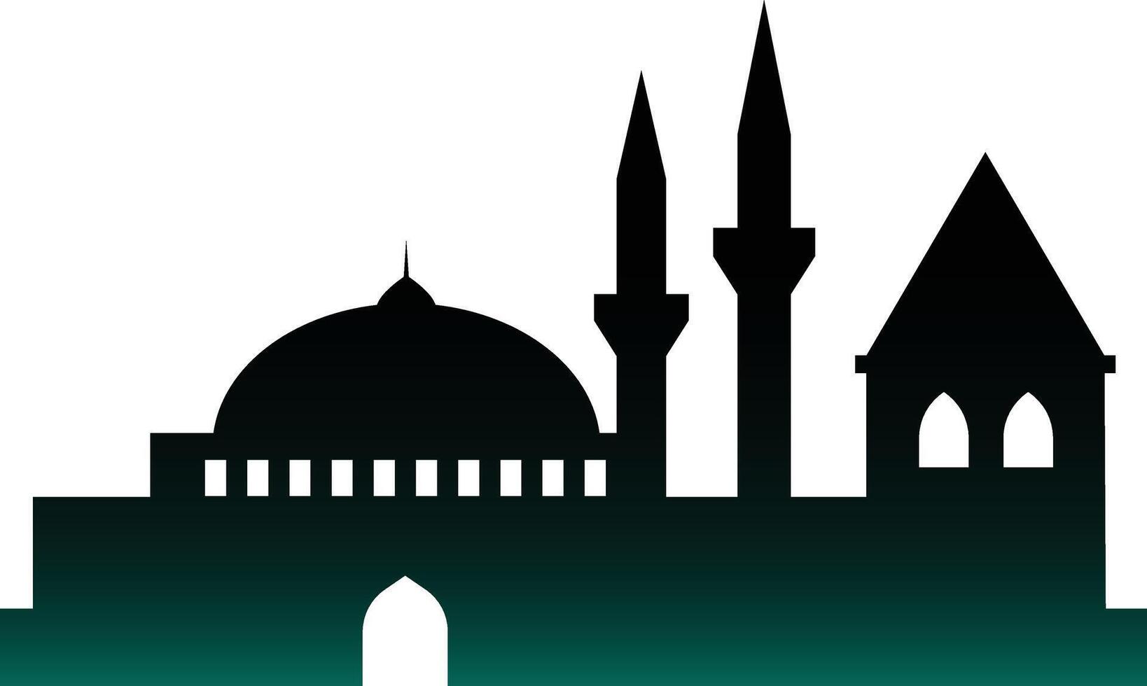Islamic Mosque Silhouette. Ramadhan Kareem Mosque. Isolated Black Mosque Silhouette. Isolated Illustration vector