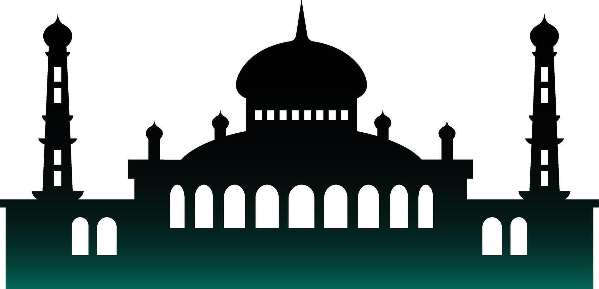 Islamic Mosque Silhouette. Ramadhan Kareem Mosque. Isolated Black Mosque Silhouette. Isolated Illustration vector