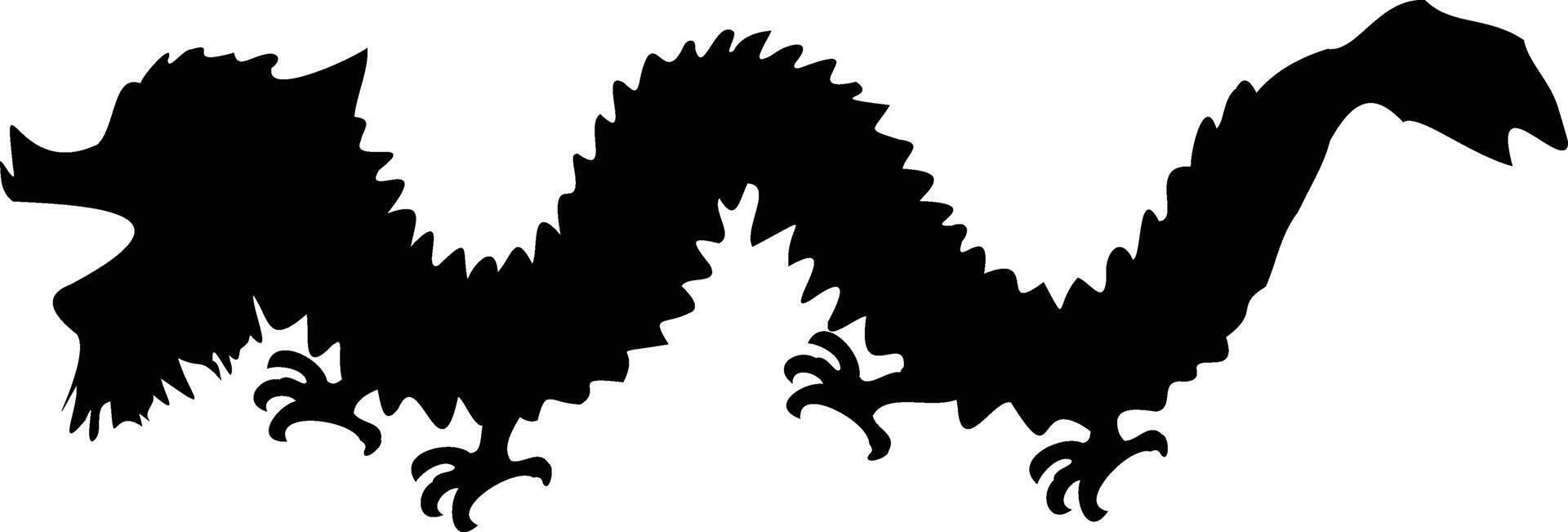 Chinese Dragon Silhouette on White Background. Black Dragon Silhouette vector