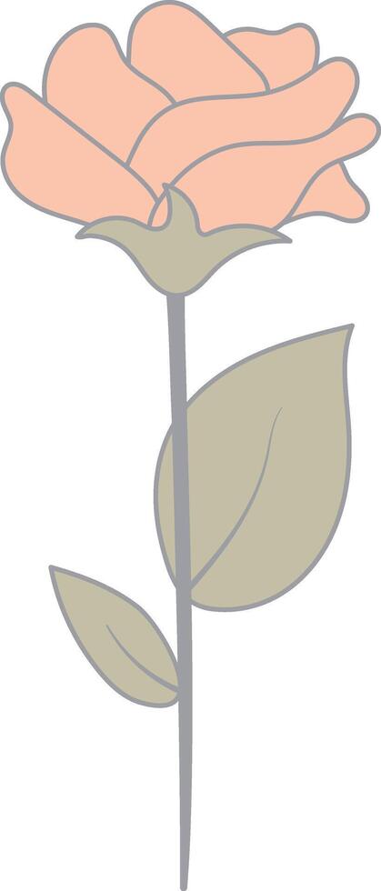 Floral Botanical Branch in Flat Cartoon Design. Vintage Flower. Isolatd Illustration. vector