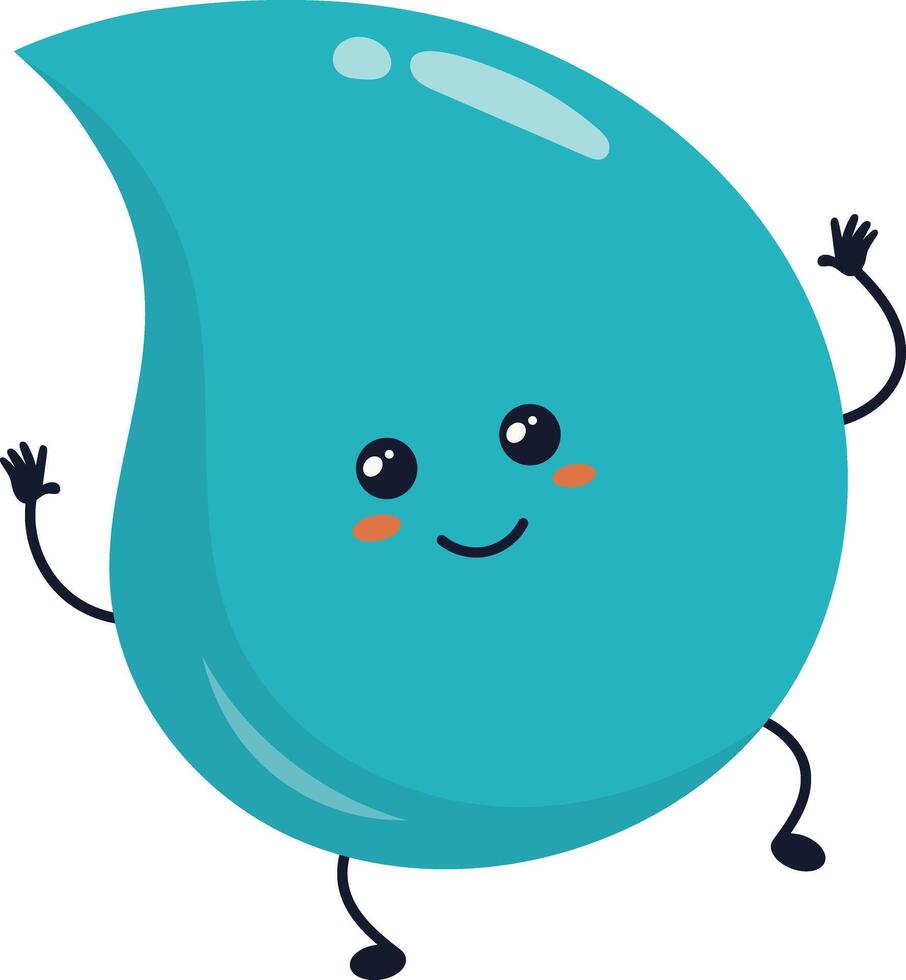 Cute Cartoon Water Drop Character. Illustration on White Background vector